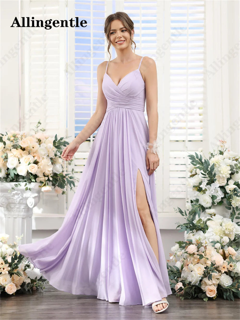 Women Lilac Chiffon Bridesmaid Maxi Dress – BloomNest