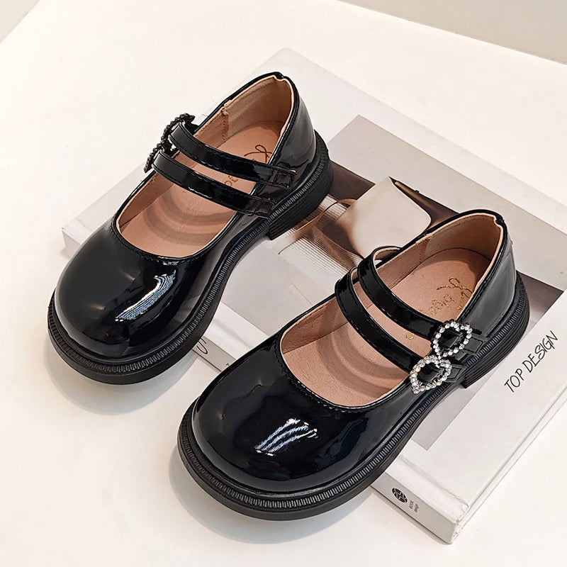 Girls Mary Jane Shoes Children's Double Heart Buckle Princess Shoes Lolita Style Kids Leather Shoes for Party Wedding Size 21-36