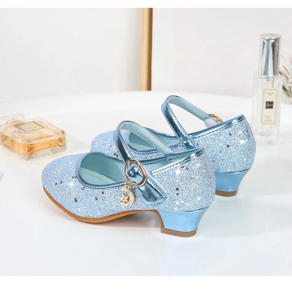 Children High Heels Fashionable Piano Runway Performance Shoes Girls' Leather Shoe Princess Shoes Sequined Single Shoes HSD09