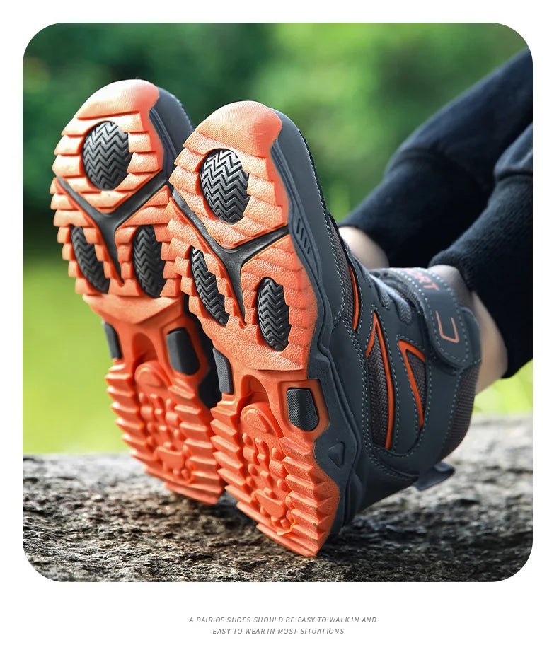 Children Casual Luminous Shoes For Boys Breathable Sneaker Winter Warm Plush Kids Hook&Loop Non-slipl Hiking Sports Shoes