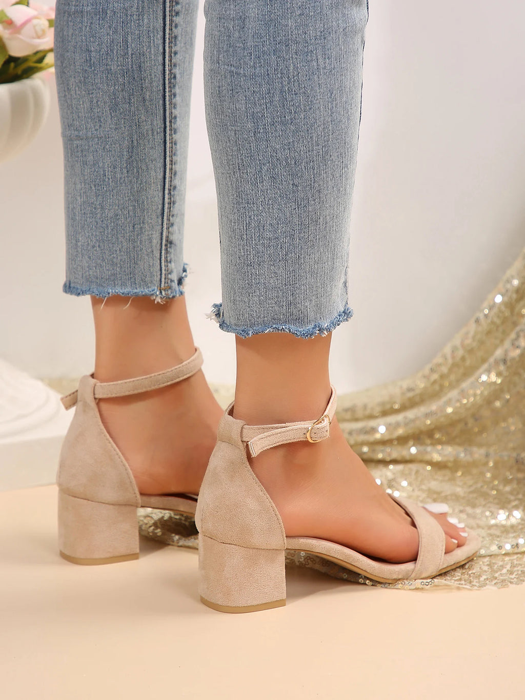 2026 New Women High Heel Sandals Summer Casual Female Shoes Woman Square Heel Open Toe Ankle Strap Ladies Sandalias Wedge Shoe