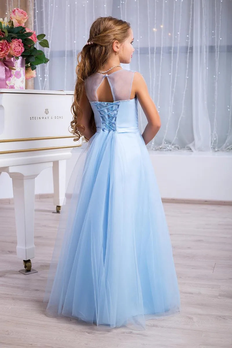 Flower Girl Dresses Tulle Puffy Backless Knee Length Kid Child Wedding Party Princess Ball Gown