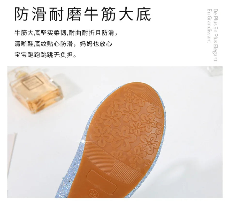 Children High Heels Fashionable Piano Runway Performance Shoes Girls' Leather Shoe Princess Shoes Sequined Single Shoes HSD09