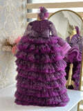 Customized Flower Girl Dresses for Weddings Party Birthday Pageant Tulle Prom Gown with Train Puffy Glitter Hot Pink Princess