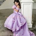 Girl Gown Flower Girl Dress for Wedding Off The Shoulder Applique Tulle Puffy Birthday Party First Communion Gowns Customized