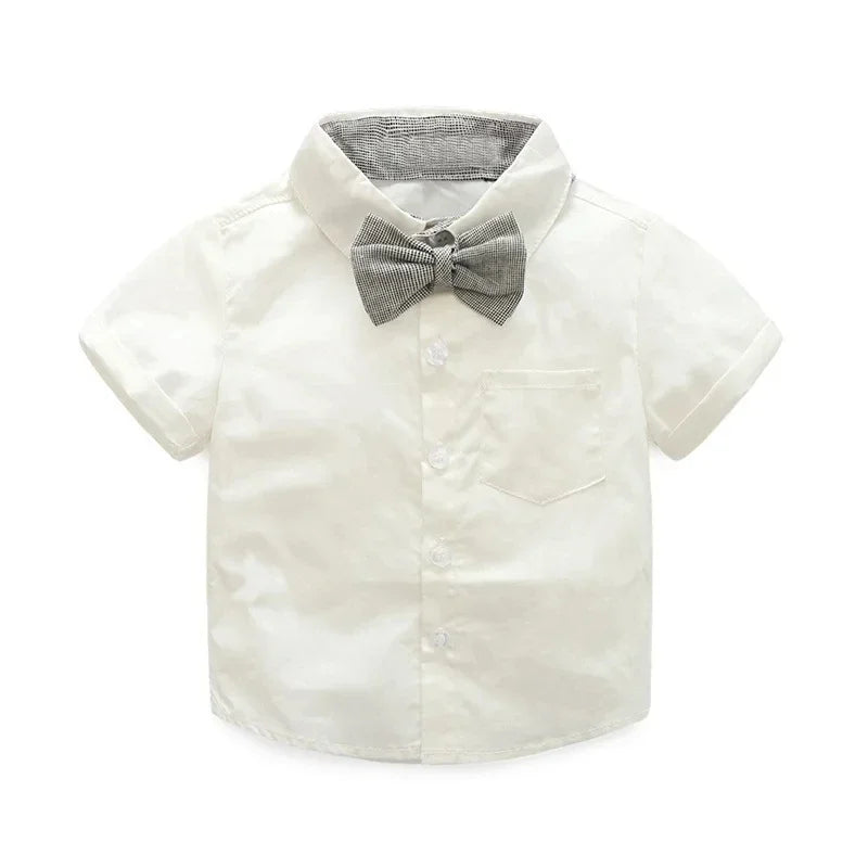 Vest Spring Set 1 2 3 4 5 Years Boy Host Wedding Costume Kid Cotton Suit Plaid Shirt with Solid Pants Strap Outfit Party Clothes