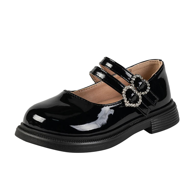 Girls Mary Jane Shoes Children's Double Heart Buckle Princess Shoes Lolita Style Kids Leather Shoes for Party Wedding Size 21-36