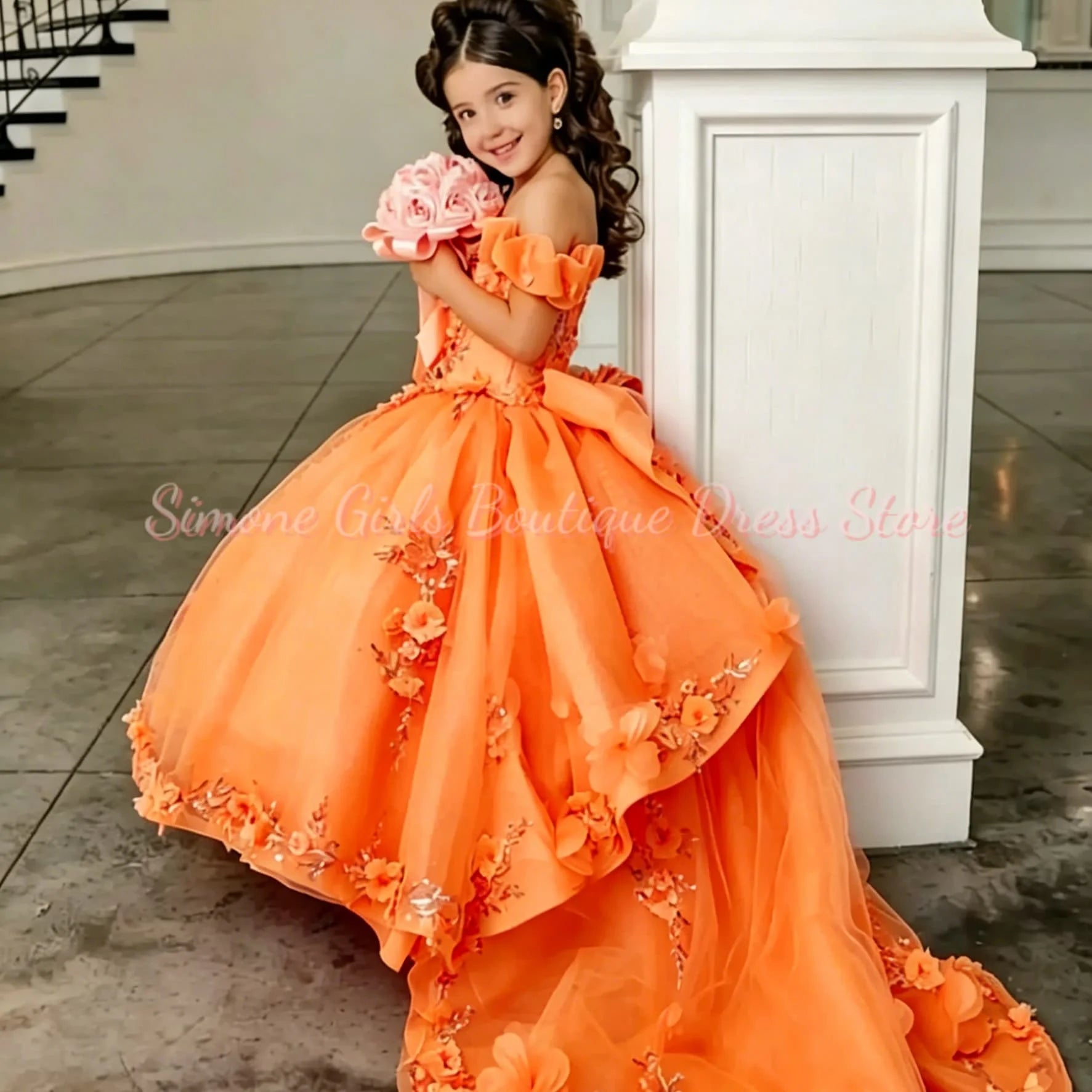 Girls Off Shoulder Tulle Birthday Gown – BloomNest