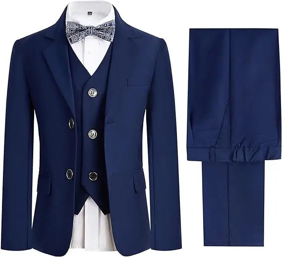 4 Pieces Pink Jacket Vest Pants Bowtie Children Skinny Dress Gentleman Kids Photograph Suit Boys Graduation Performance Costume