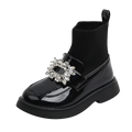 Children Fashion Boots Girls Rhinestone Princess Boots Square Buckle Breathable Kids Sock Shoes 2024 Spring Autumn New