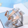 2025 Summer New Children's Sandals Fashion Girls' High Heels Silver Sequins Open Toed Girls' Princess Sandals