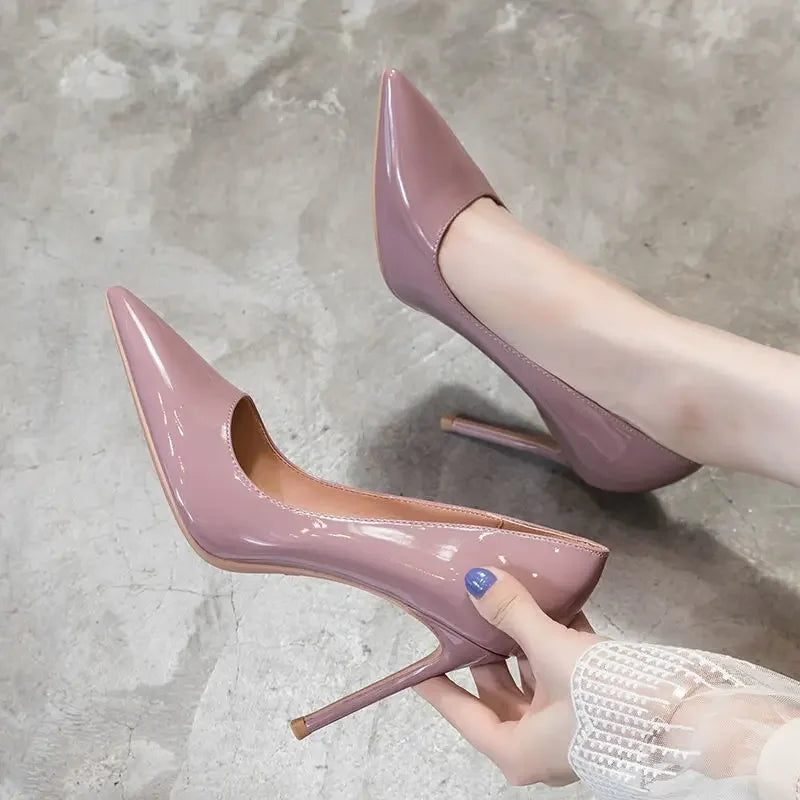 Pink Shallow Super High Heel Woman Footwear Thin Heels Pointed Toe Career Shoes for Women Sexy Quality Casual with Discount A 39