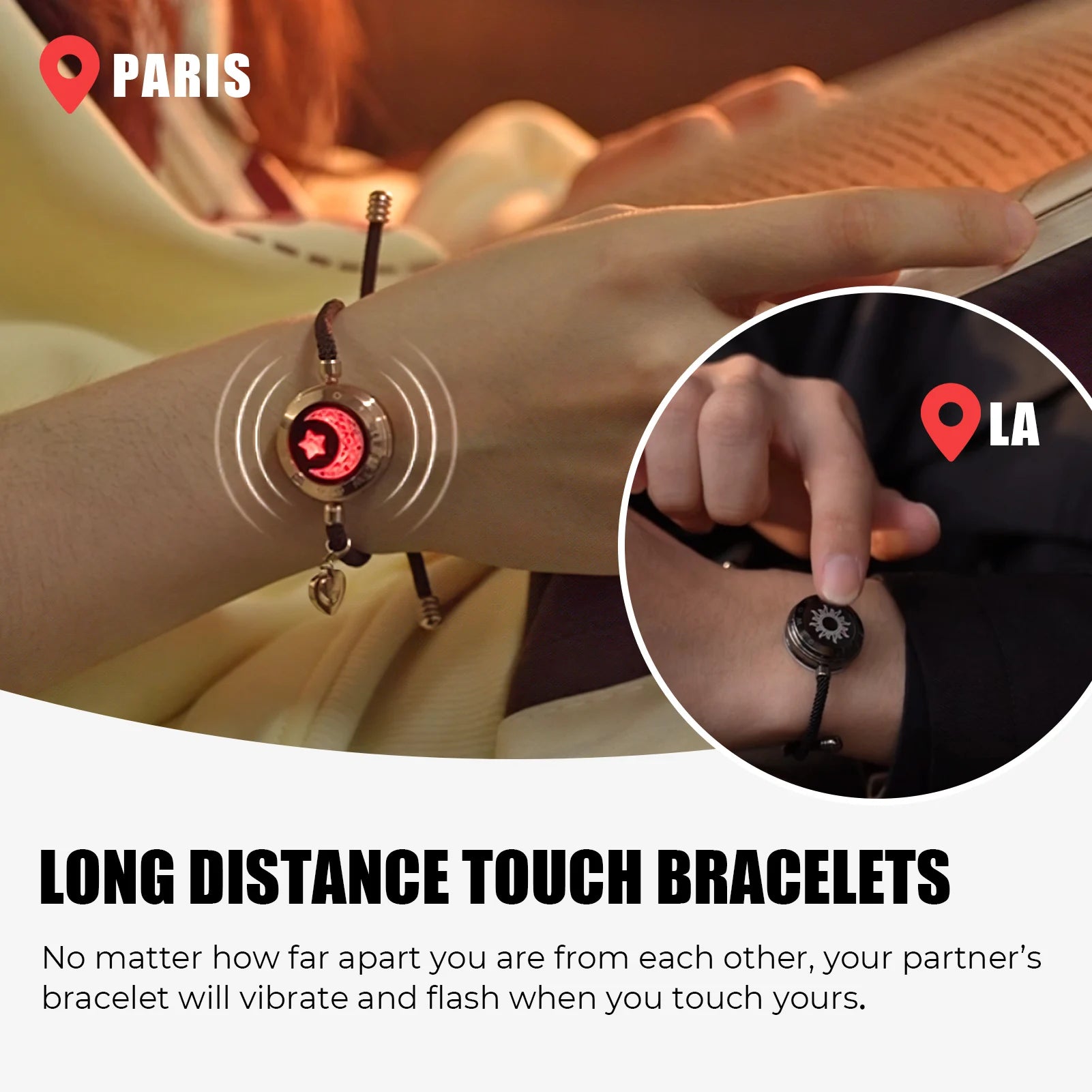 Totwoo Touch Single Bracelet - Long Distance Touch Bracelet Light up and Vibration Relationship Love Baracelet Smart Jewelry