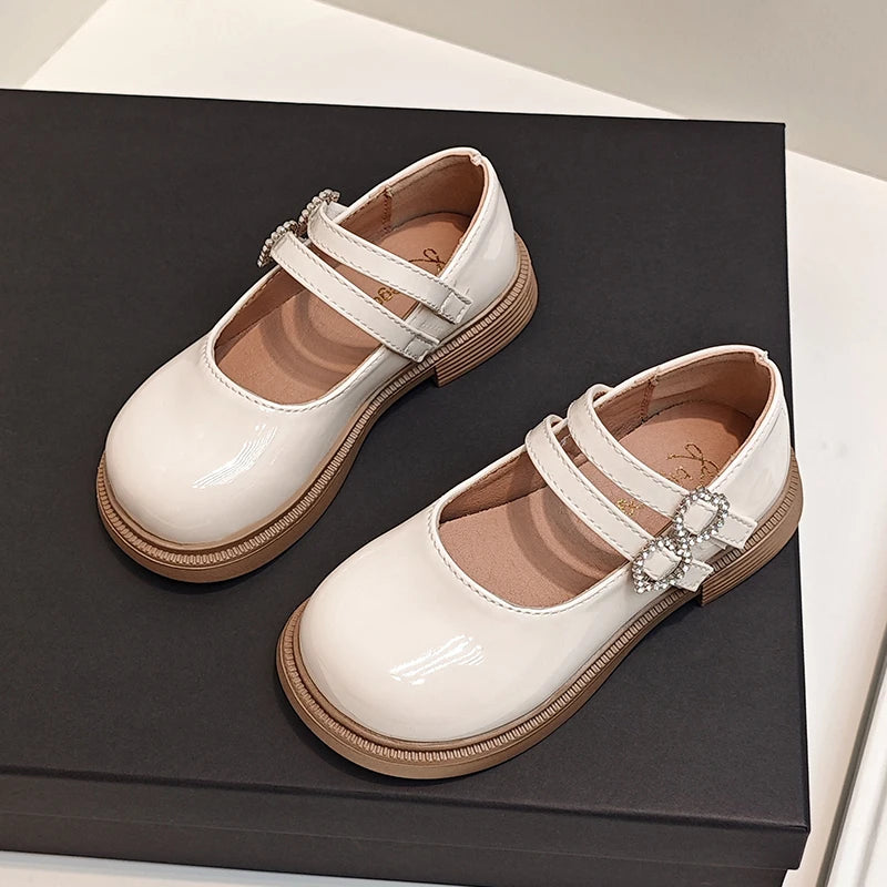 Girls Mary Jane Shoes Children's Double Heart Buckle Princess Shoes Lolita Style Kids Leather Shoes for Party Wedding Size 21-36