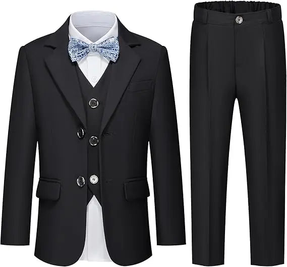 4 Pieces Pink Jacket Vest Pants Bowtie Children Skinny Dress Gentleman Kids Photograph Suit Boys Graduation Performance Costume