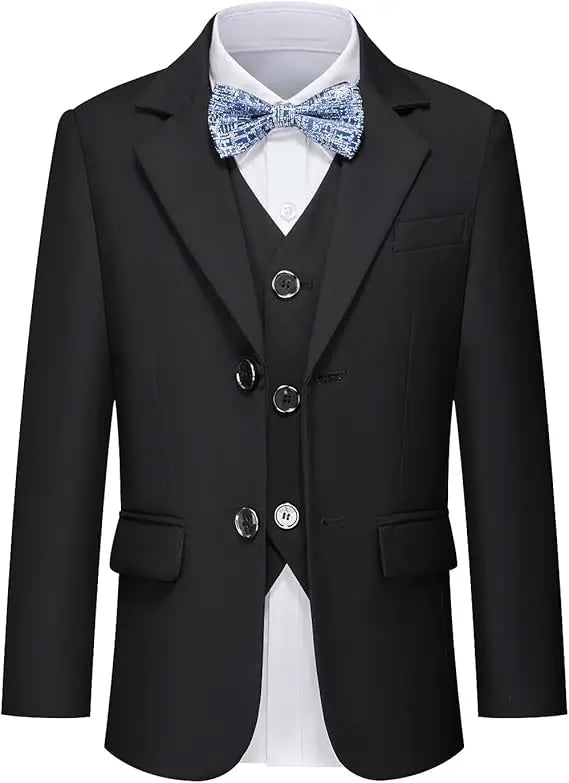 4 Pieces Pink Jacket Vest Pants Bowtie Children Skinny Dress Gentleman Kids Photograph Suit Boys Graduation Performance Costume