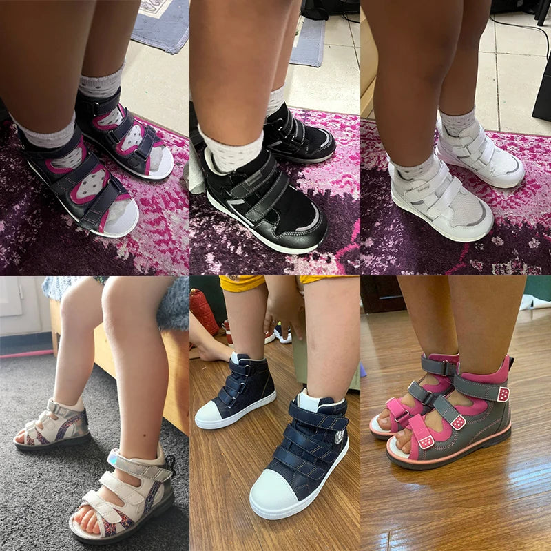Orthopedic Shoes for Kids Princepard Child Autumn Sports Sneaker Navy White Arch Support and Corrective Insoles