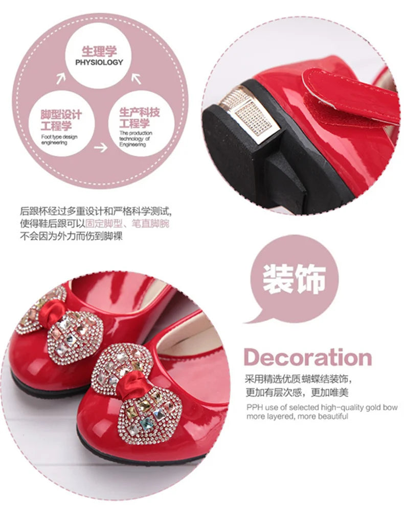 Girls Shoes 2021 Newly Arrived Infant Kids Baby Girls Crystal Bling Bowknot Single Princess Shoes Sandals Girls Sandals Shoe Red
