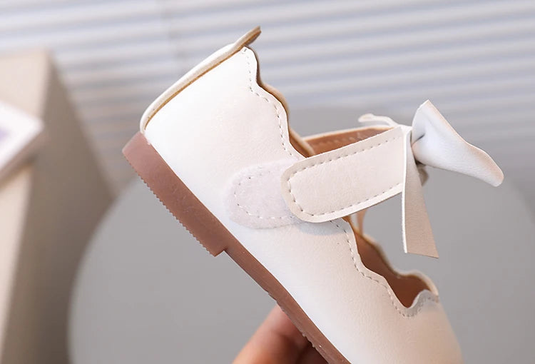 Girl's Princess Shoes Brown White Bowknot Lovely Shallow Children Flat Shoes Sweet Four Seasons 21-30 Light Kids Mary Janes