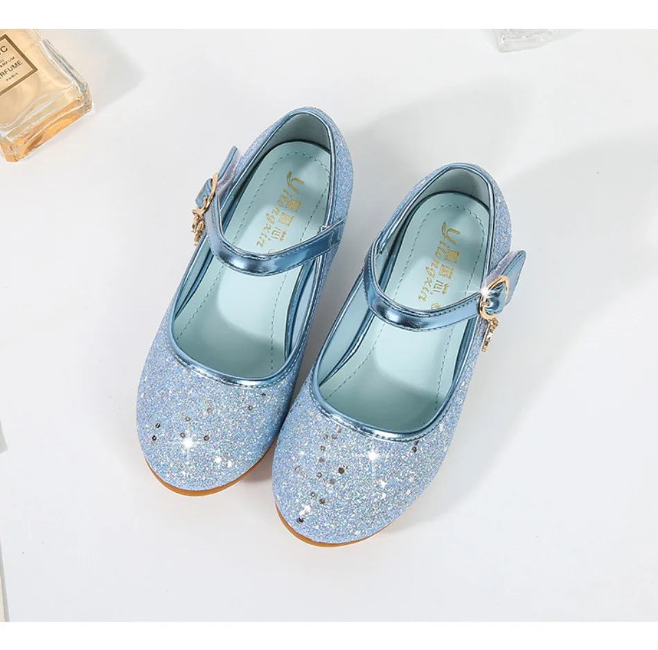 Children High Heels Fashionable Piano Runway Performance Shoes Girls' Leather Shoe Princess Shoes Sequined Single Shoes HSD09