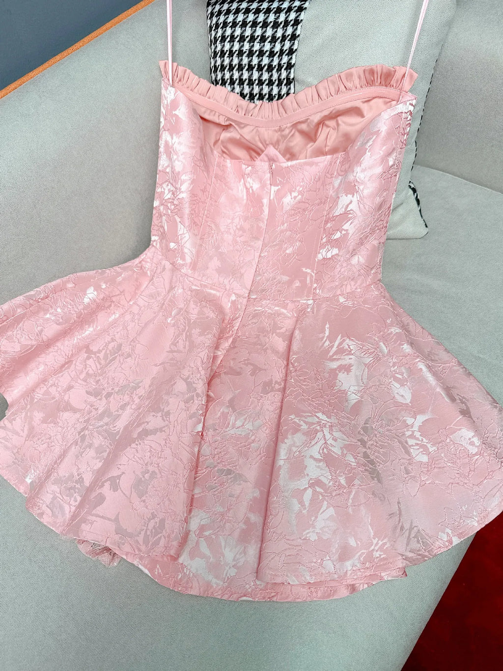 Sleeveless High Waist Off Shoulder Women's Short Dress Spring Summer Sexy Printed Lace Pullover A- Line Mini Dress for Party
